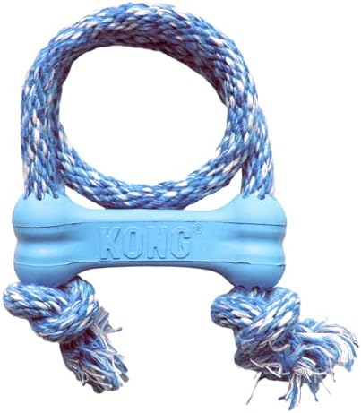 KONG Puppy Goodie Bone with Rope, Natural Rubber, for XS Puppies, Blue by KONG