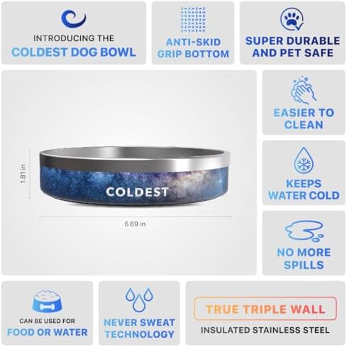 Coldest Dog Bowl - Anti Rust Metal, Non Slip, 3 Layers Insulated Stainless Steel Dog Bowls - Spill Proof & Heavy Duty - Water Bowl for Dogs, Cats & Pets, Dish Washer Safe (21 oz, Into The Beyond) - Image 5