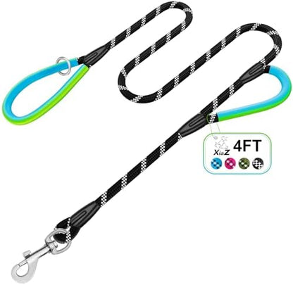 Dog Leash Heavy Duty 4/5/6ft XiaZ 2 Handles Dog Leashes for Medium Large Dogs 1/2 Inch 1000lb Strength Reflective PVC Waterproof-Handles Metal Hook Dual-Handle Rope Leash Nighttime Safety by XiaZPet