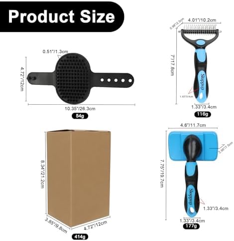 Blue Pet Grooming Kit 3Pcs Dematting Comb for Dogs&Cats Shedding - Image 6
