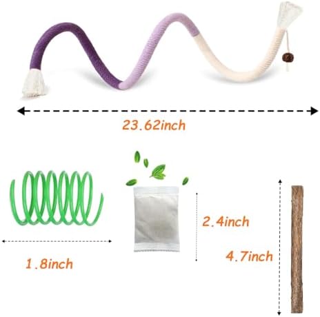 Cat Toys Chew Ropes, Silvervine Sticks Catnip Rope Toys with Refillable Natural Catnip for Cats Dental Care, Safe Teeth Cleaning Toy for Indoor Cat Kitty Kicker Toy Interactive Catnip Kitty Toys - Image 3