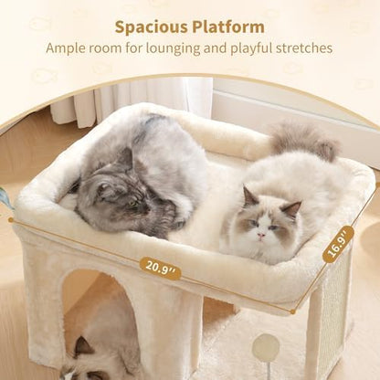 Heybly Cat Tree, 14" Cat Tower with Large Cat Bed & Condo HCT203SM - Image 3