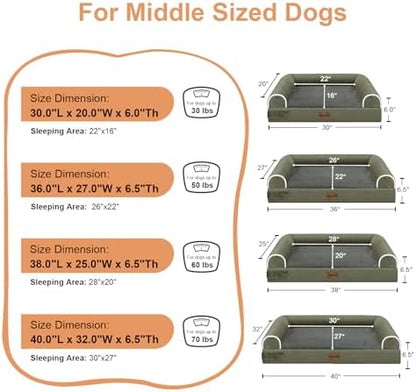NANUYA Orthopedic Dog Bed for Large Dogs, 38 x 25 Inch, Dark Green - Image 6