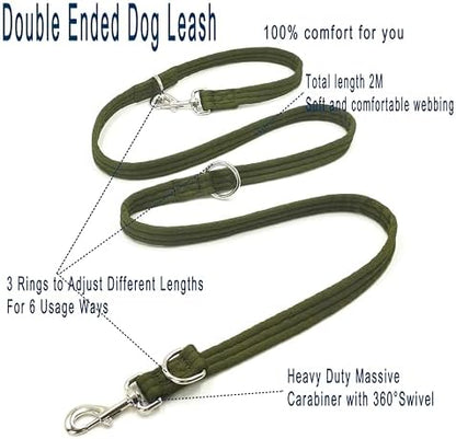 Multifunctional Double Ended Dog Leash,for Obedience Training Or Distance Work Easy to Use,Lightweight,Soft&Durable Convertible Hands Free,Crossbody,Over Shoulder(Army Green, 2M*2.5CM) - Image 2