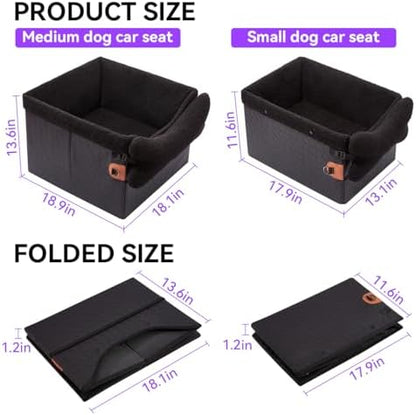 TKYZ Dog Car Seats for Small Medium Dogs,PU Leather Car Seat Boosters,Foldable Puppy Cat Carseats (Black, Small Dog) - Image 6