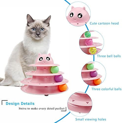 UPSKY Cat Toy Roller 3-Level Turntable Cat Toys with Six Colorful Balls - Image 4