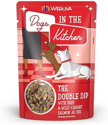Weruva Dogs in the Kitchen, The Double Dip with Beef & Wild-Caught Salmon Au Jus Dog Food, 2.8oz Pouch (Pack of 12) by Weruva