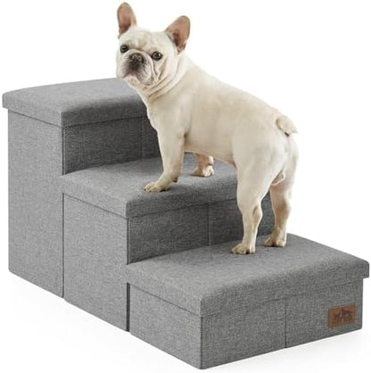 COZY KISS Dog Stairs with Storage, 16.7" H Wider Dog Steps, 3-Step by COZYKISS