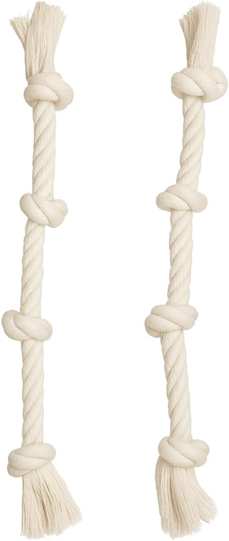2-Pack 20” Heavy-Duty Dog Rope Toys for Strong Chewers – 4-Knot Tug & Chew Toy for Medium & Large Dogs – Safe, Indoor & Outdoor, Washable Cotton Dental Play Toy