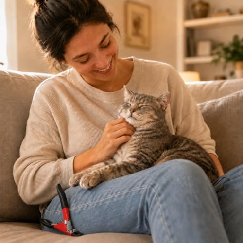 Resco Cat Nail Clippers, Guillotine Cat Claw Trimmer with Comfort Grips, Deluxe Red - Image 3