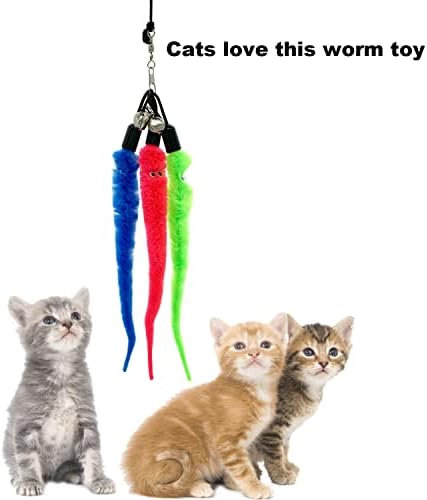 CATENESS Cat Worm Toy Refills, 20 Pieces Cat Wand Attachments Worms Toy for Indoor Cats (A) - Image 2