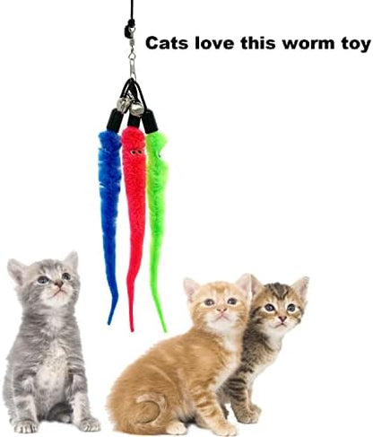 CATENESS Cat Worm Toy Refills, 20 Pieces Cat Wand Attachments Worms Toy for Indoor Cats (A) - Image 2