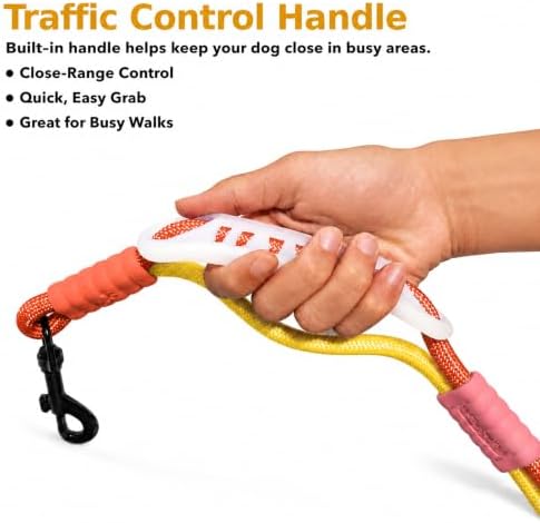 Hands Free Dog Leash, Double Handle Leash 6.5FT Yellow-Orange - Image 5
