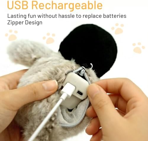 Puffluv Flapping Cat Toy,Interactive Penguin Flapping Bird,CAN NOT Fly Auto Chirping & Beating Wings 5 Modes, USB Charging with Catnip for Indoor Kittens Active Fun - Image 3