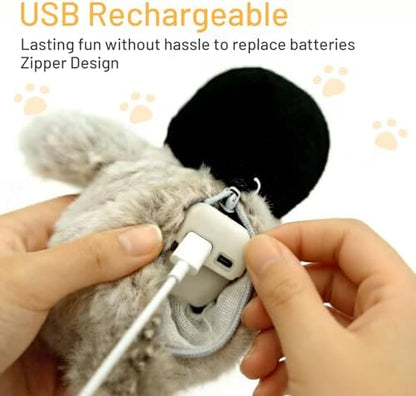 Puffluv Flapping Cat Toy,Interactive Penguin Flapping Bird,CAN NOT Fly Auto Chirping & Beating Wings 5 Modes, USB Charging with Catnip for Indoor Kittens Active Fun - Image 3