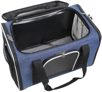 Blue Soft-Sided Pet Carrier for Large Cats & Small Dogs, Airline Approved, with Shoulder Strap & Removable Mat, Breathable Soft Mesh, Comfortable Cat Backpack Carrier - Image 2