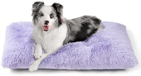 EHEYCIGA Fluffy Dog Crate Bed for Large Dogs, Plush Faux Fur Pad, Purple by EHEYCIGA
