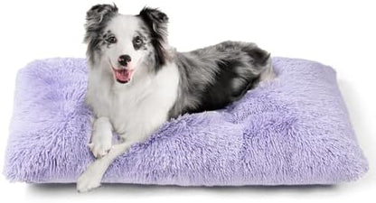 EHEYCIGA Fluffy Dog Crate Bed for Large Dogs, Plush Faux Fur Pad, Purple by EHEYCIGA