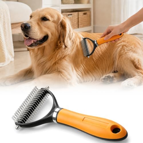 Pet Grooming Brush, Pets Knotted Dog Grooming, Pets Knotting Comb, Professional Pet Deshedding Brush, Deshedding Comb Fur Brushes, Shedding Brushes For Dogs And Cats (Orange) by Unknown