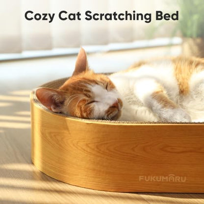 FUKUMARU Cardboard Cat Scratcher Bed, 2-in-1 Oval Cat Scratch Pad - Image 6