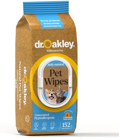 Dr. Oakley Dog Wipes for Paws and Butt | 152 Large 8x7 Pet Wipes for Dogs | Plant-Based Dog Cleaning Wipes | Dog Grooming Supplies for Sensitive Skin | Vet Recommended Daily Natural (Unscented) - Image 2
