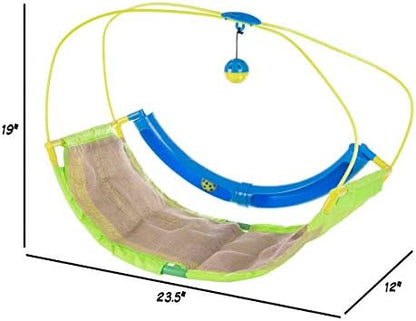 PETMAKER Interactive Cat Toy Rocking Activity Mat- Swing Playing Station with Sisal Scratching Area, Hanging Toy, Rolling Ball for Cats and Kittens - Image 3
