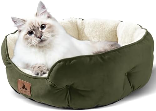 Asvin Medium Dog Bed for Medium Dogs, Cat Beds for Indoor Cats, Pet Bed for Puppy and Kitty, Extra Soft & Machine Washable with Anti-Slip & Water-Resistant Oxford Bottom, Green, 25 inches - Image 2