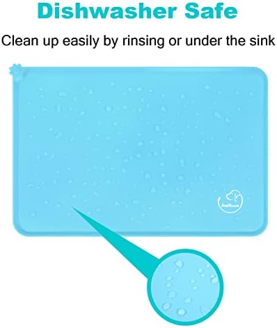Silicone Waterproof Dog Cat Pet Feeding Mats, Non Slip, Easy Clean Pet Dog Cat Bowl Mats Placemat (24" x 16") Blue - Image 6