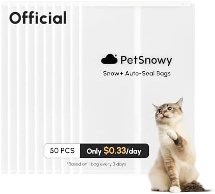 PetSnowy Cat Litter Box Liners, 50-Pack Self-Sealing Waste Bags for All PetSnowy Automatic Self-Cleaning Litter Boxes, Genuine Leak-Proof Refill Bags, Easy-Lift No-Touch Disposal by PetSnowy