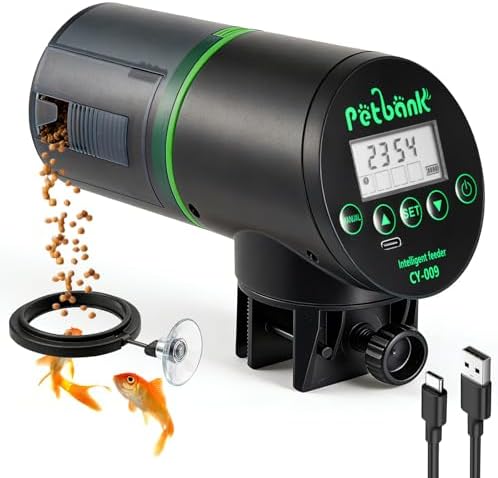 Automatic Fish Feeder for Aquarium Easy Setup & 4 Timers Black by Petbank
