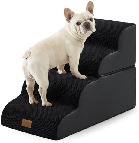 COZY KISS Detachable Wide Stairs for Small Dogs, Pet Steps for Bed, Black by COZYKISS