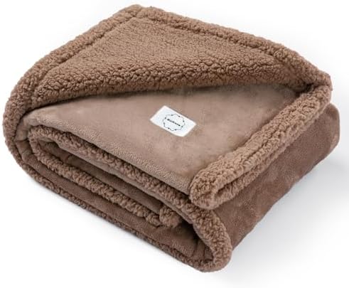 Waterproof Pet Blanket for Dog 57x65in Big Sherpa Fleece Blankets for Couch Puppy Fluffy Brown Blankets Leakproof Sofa Bed Love Reversible Cover -Camel,L-57x65in by Unknown