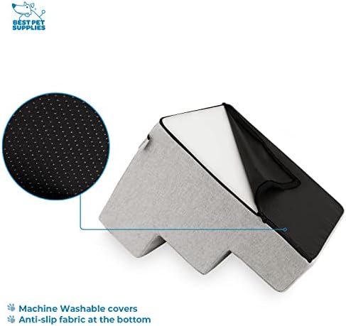 Best Pet Supplies Foam Pet Steps Cover for Small Dogs and Cats, Portable Ramp Stairs for Couch, Sofa, and High Bed Climbing (Cover Only) - Sand, 3-Step (H: 13.5") (Cover Only) - Image 3