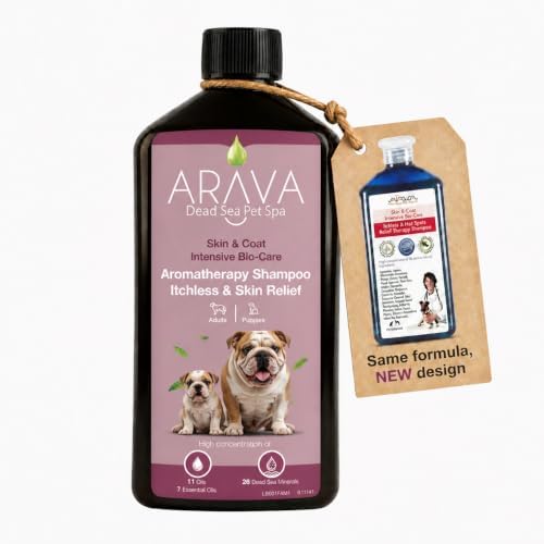 Arava Natural Medicated Dog Shampoo – Anti Yeast Anti Itch Dog Shampoo - Healthy Skin & Coat - First Aid in Hot Spots Ringworm Scrapes Abrasions & Dermatologic Infections - 400ml / 13.5 fl oz by Arava-DeadSeaPetSpa