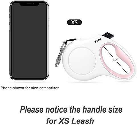 Fida Retractable Dog Leash with Dispenser and Poop Bags, 10ft, White & Pink - Image 5