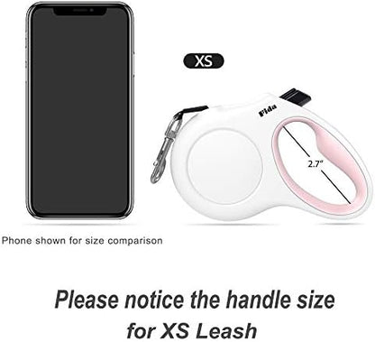 Fida Retractable Dog Leash with Dispenser and Poop Bags, 10ft, White & Pink - Image 5