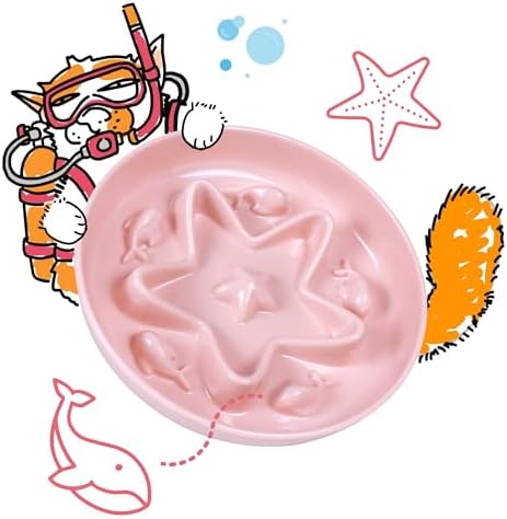 Cat Slow Feeder Bowl – Whisker Friendly Melamine Puzzle Feeding Bowl for Slow Eating – Wet & Dry Food – Dishwasher Safe, Lightweight, Non-Slip (Coral Pink, 6.3'') by Tafelf