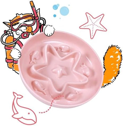 Cat Slow Feeder Bowl – Whisker Friendly Melamine Puzzle Feeding Bowl for Slow Eating – Wet & Dry Food – Dishwasher Safe, Lightweight, Non-Slip (Coral Pink, 6.3'') by Tafelf