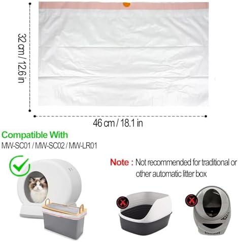 120 Count 18" x 12.6" Cat Litter Box Liners, Replaced Trash Bags Fit for Cat Litter Box MW-SC01/MW-SC02/MW-LR01,Thick Heavy Duty Drawstring Replacement Waste Drawer Liners for Automatic Litter Box - Image 3