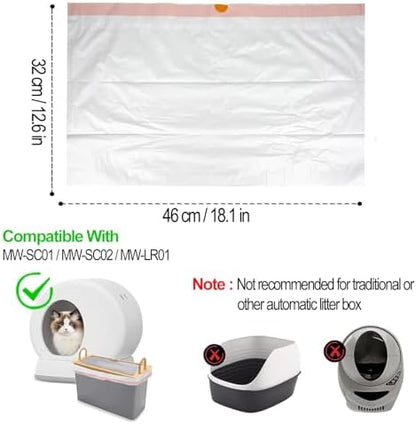 120 Count 18" x 12.6" Cat Litter Box Liners, Replaced Trash Bags Fit for Cat Litter Box MW-SC01/MW-SC02/MW-LR01,Thick Heavy Duty Drawstring Replacement Waste Drawer Liners for Automatic Litter Box - Image 3