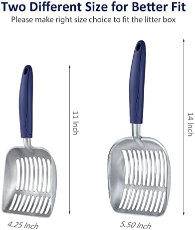 WePet Cat Litter Scoop, Aluminum Alloy Sifter, Kitty Metal Scooper, Deep Shovel, Long Handle, Poop Sifting, Kitten Pooper Lifter, Durable, Heavy Duty, for Litter Box - Image 3