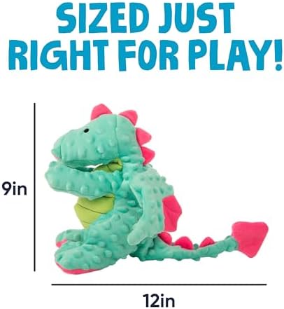 goDog Dragons Squeaky Plush Dog Toy with Chew Guard Technology, Durable Fabric & Squeaker for Active Play, Seafoam, Large - Image 3