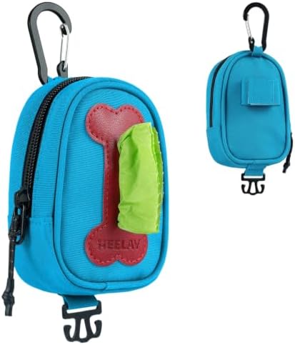 Dog Poop Bag Holder for Various Leashes,Hands Free Dogs Bag Holder with Hook loop/Carabiner Clip,Dogs Poop Bags Rolls Holder-Large Capacity,Dog Walking,Blue by HeelayHappyEveryDay