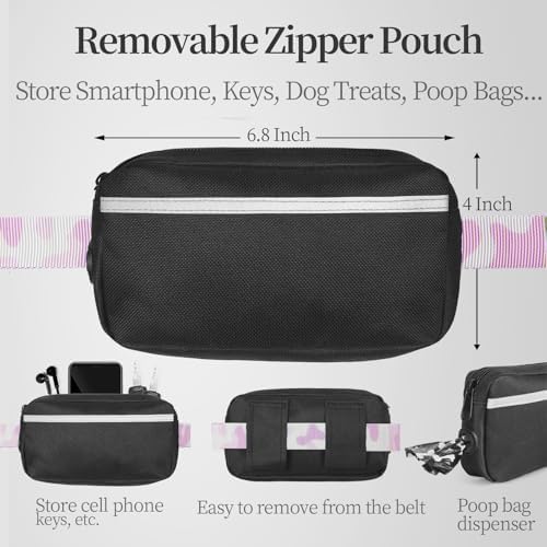 iYoShop Hands Free Dog Leash with Zipper Pouch, White-Purple Mix, Large - Image 2