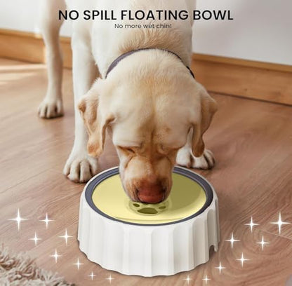 Dog Small Animals Water Bowl No Spill 70oz/2L Large Capacity Dispenser Non Slip No Splash Small Animals Bowl Pet Slow Feeder No Drip Dog Water Bowl on Vehicle for Dogs and Cats - Beige - Image 5