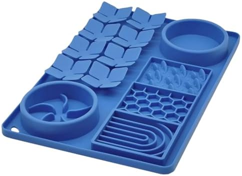 Slow Feeder Bowl, Silicone Lick Mat with Suction Cups for Dog Cat, Snuffle Mat for Pet Smell Training, Puzzle Toys for Bored Puppy, Interactive Sniff Mat for Slow Eating and Keep Busy, Blue by Unknown