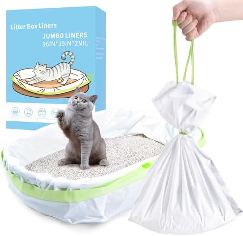 36 Count Jumbo Cat litter Box Liners, 36" x 19" Easy Clean Up Thick Large Kitty Litter Liner XL, Extra Large Heavy Duty Litter Pan Liner Bags with Drawstring for Pet Cat Litter Tray by Unknown