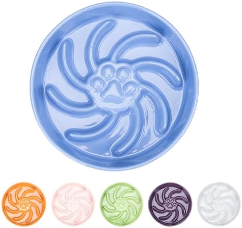 Ceramic Slow Feeder Dog Bowl, 3 Cup Dog Food or 25oz Water, Slow Eating Bowl for Middle Breed, Maze Puzzle Feeder for Fast Eaters, Anti-Choking Stop Bloat, Non-Slip BPA Free (Blue) by FancyLemon