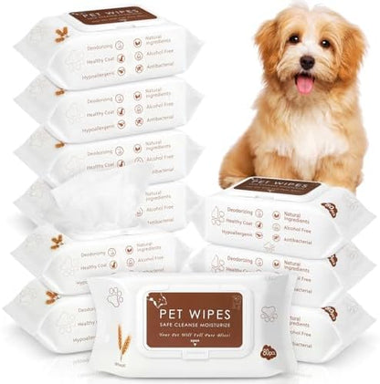 Treela 10 Pack Dog Pet Wipes, 80 Count Paws Body, Soothing Oatmeal Flavor by Treela