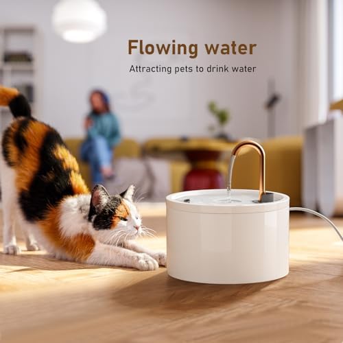 DOOOB Ceramic Cat Water Fountain, Ceramic Cat Fountain with Copper Spout - Image 6